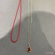 Short Collarbone Meaning Necklace New Red Agate Gold Plated V Pendant Women's Gold Gourd Chinese Sty