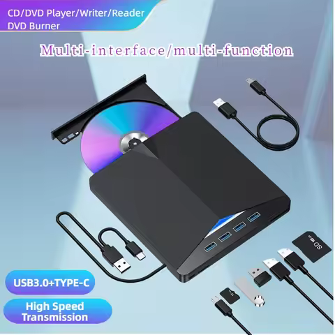 Multifunction DVD Burner USB 3.0 Type-c External DVD/CD Drive Burner Reader Player Writer Optical Dr