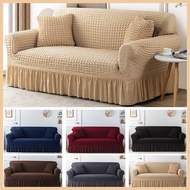1/2/3/4 Seater Seersucker Sofa Slipcover Thick Corner Sofa Protector Bubble Gauze All Season