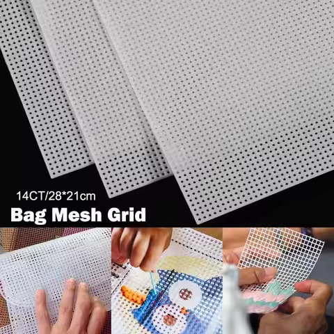 DIY Crafting 14CT Bag Mesh Grid Plastic 28x21CM Mesh Canvas White Black Net Cover Crochet Projects