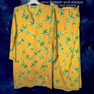 [M] KEA Collection Baju Kurung Pesak Biasa Tradisional Chiffon Yellow Kuning Floral Bundle