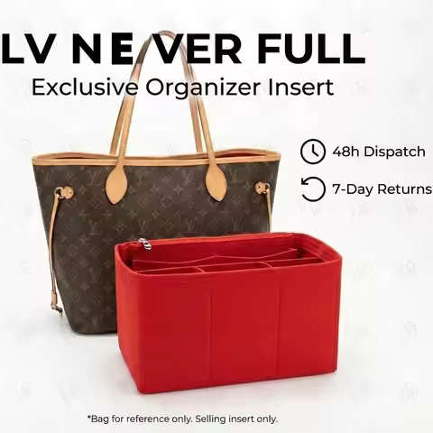 Felt Purse Organizer Insert For LV Neverfull MM GM PM Bag Shaper Liner Bag In Bag Organizer With Zip