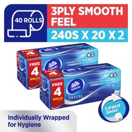 [Bundle of 2/4] Vinda  Deluxe 3 Ply Smooth Feel Toilet Paper Roll (240sx16/20 Rolls)