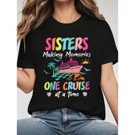 Sisters' Cruise Travel T - Shirt, Women's Casual Crew - Neck, Sisters' Trip, Cruise Vacation Season