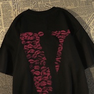 Red Lipped Big V Niche Trendy Brand American Printed Loose Fitting Men And Women Couple Short Sleeve