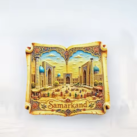 Samarkand Book Fridge Magnet - Majestic 3D Registan Souvenir Unique Central Asian Gift for Travel & 