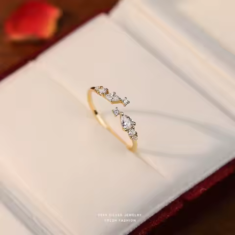 Real 999 Sterling Silver Rings For Women Wedding Party Jewelry Temperament Shiny CZ Elegant Ring Fin