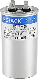 BOJACK 50 uF ±5% 50 MFD 370/450 V CBB65 Round Run Start Capacitor for AC Motor Run or Fan Start and 