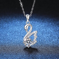 【 GRA Certificate Attached 】 1CT moissanite necklace, fashionable swan pendant S925 pure silver wome