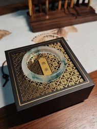 玻璃種飄花手鐲石英岩玉手環禮盒裝