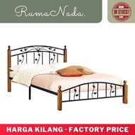 Antique Wood Metal Queen Bed Frame| Wood Metal Bed | Bedroom Furniture | Bed Base | Katil Kayu Queen Besi | Katil Double / Bed Frame