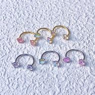 20G (0.8mm)/18G (1.0mm) 8mm Horseshoe Shape Nose Ring Internal Threaded Gem Nose Ring with Free Ball
