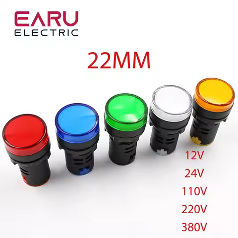 Indicator Signal Lamp Light Waterproof ad16-22ds 22mm AC/DC 12V 24V 110V 220V 380V Red Green Yellow