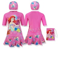 Disney ชุดว่ายน้ำ swimwear ชุดว่ายน้ำเด็กหญิง ลายการ์ตูนนางเงือก แอเรียล Ariel จาก NADreams สีชมพู เ