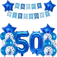 (SG SELLER) 50th Birthday Decorations, Blue 50th, 50th Birthday Balloon, Blue 50th Birthday Decorati