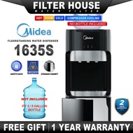 MIDEA Bottle Type FloorStanding Water Dispenser Hot Warm Cold Model: 1635S - Compressor Cooling (NO 