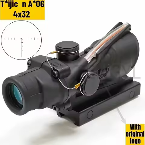 A*OG 4x32 Hunting Fiber Illuminated Red Chevron Scope with Killflash and Embossed Logo Rifle Scope A