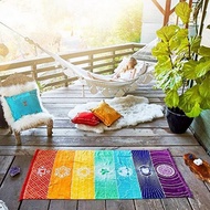Yoga Mat Tapestry Rainbow 7 Chakra Stripes Beach Towel Summer Wall Hanging Mandala Blanket Travel Su