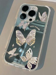 1入組gucadi化妝鏡及5入組蝴蝶kx圖案蝴蝶,適用於與蘋果手機殼相容的iphone 11、iphone 13、iphone 14 Pro Max