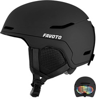 Favoto Ski Helmet Black - Snowboard and Winter Sports Helmet for Snowboarding Cycling Snowmobile - W