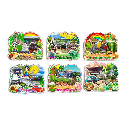 Jeonju Seogwipo Daegu Daejeon Chuncheon Andong South Korea Fridge Magnet Travel Souvenir Gift Handma