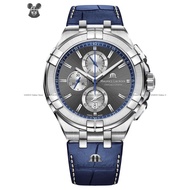 MAURICE LACROIX AI1018-SS001-333-1 Men's Watch Aikon Chronograph 44mm Leather Strap Blue *Original