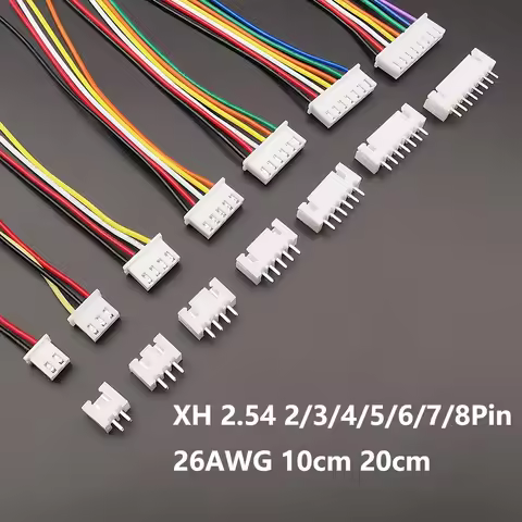 5Sets JST XH2.54 XH 2.54mm Wire Cable Connector 2/3/4/5/6/7/8 Pin Male and Female Plug Socket 10cm 2