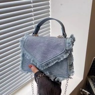 牛仔包Denim bag包包女斜挎包2024新款时尚手提包小众高级感单肩腋下包链条牛仔包新款2025.6.2