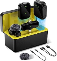 Wireless Lavalier Microphone (2TX+1RX) for Camera, iPhone, Android, PC, 2.4GHz Wireless Mic with 100