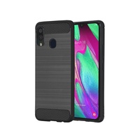 for Samsung Galaxy A40 Soft Slim Carbon Fiber Brushed Line TPU Phone Case Casing Cover