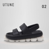 UTUNE Men's Flat Outdoor Shoes Street Anti-Slip Soft Black Sandals