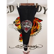 ED Edhardy Printed Heavy Industry Hot Drilling Tiger Head Ladies Casual Leggings Elastic Leggings An