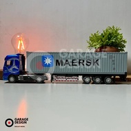 MINIATUR DIECAST TRUCK CONTAINER / TRUK KONTAINER SKALA 1:50 - ALLOY MODEL METAL MOBIL TRUCK (LAMPU)