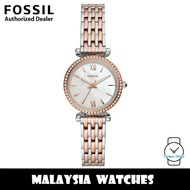 (OFFICIAL WARRANTY) Fossil Women's ES4649 Carlie Mini Two-Tone Stainless Steel Watch (2 Years Fossil
