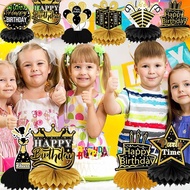 widefiling 9 PCS Happy Birthday Party Table Decorations | ck And Gold Birthday Center Pieces For Tab