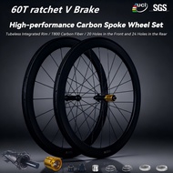Carbon Bike Wheelset 700C, DT Ratchet Hub 36T 60T, Rim Brake Bicycle Accessories
