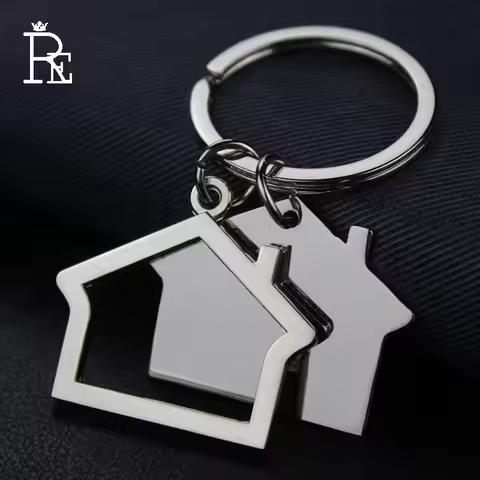 RE 100pcs/lot Fashion Alloy House Home Men Women Gift Keychain Keyring Key Chain Ring Car Bag Costom