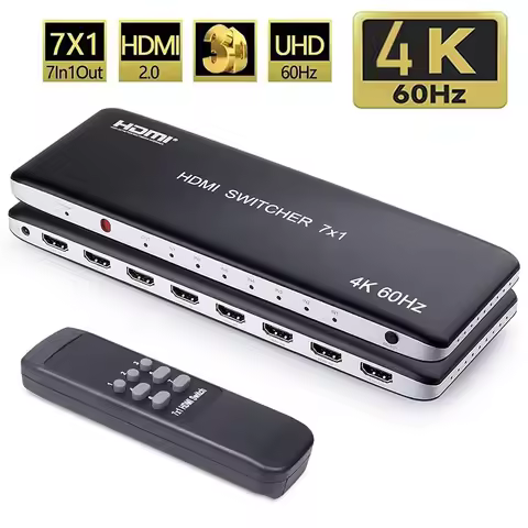 7 Port HDMI Switch 7x1 4K@60Hz HDMI 2.0 Switcher Selector 7 in 1 out Support HDR HDCP 2.2 for PS5 Xb