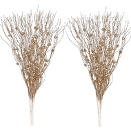 Artificial Glitter Berry Stem Ornaments, 10 Pack Decorative Bead Sticks, Christmas Picks, Glittery T