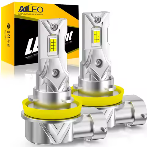 AILEO 2Pcs LED Lights H8 H9 H11 200W 20000LM 6500K Headlight Bulb Mini Size Design Wireless For Car 