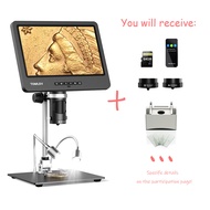 TOMLOV กล้องจุลทรรศน์ดิจิตอลเลนส์สามแบบ DM602จอแอลซีดีกล้องจุลทรรศน์10.1นิ้ว/7นิ้ว HDMI กล้องจุลทรรศ
