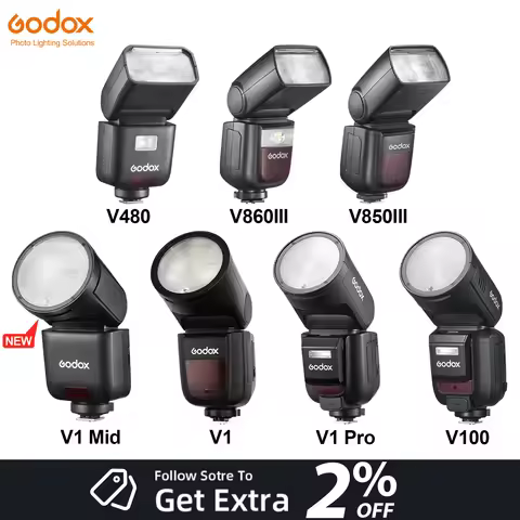 GODOX V1 Mid/V1/V1PRO/V100/V480/V860/V850 Series Li-ion Round Head Speedlite TTL Wireless Camera Fla