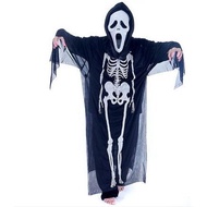 Halloween Black Ghost Costume with Mask And Glove Skeleton Ghost Costume For Adult