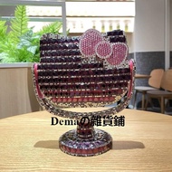 Dema Grocery Store Japanese Style Cute Cartoon Handmade DIY Sticker Diamond Makeup Mirror Finished Product Sticky Diamond Full Diamond High-End Shiny KT Cat Purple Crystal Rhinestone Lucky Sticky Diamond Table Mirror Gift Beauty