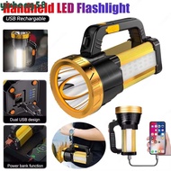 YISHENG Camping Searchlight, Anti-splash Water USB Rechargeable Handheld Spotlight, Dimmable 2400mAh