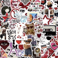Stiker Vinyl Downtown Y2K Gadis Fashion Sticker Series Merah Muda Hitam Decal Anti Air