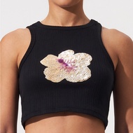 Hibiscus Sequin Top - Black