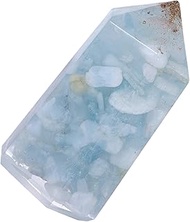 Amogeeli Pack of 2 Hexagonal Orgone Crystal Pointed Faceted Prism Wands Tower for Meditation Decor, 