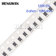 【Storewide Sale】 100pcs 1206 5% SMD resistor 0R - 10M 1/4W 0 1 10 47 100 220 470 ohm 1K 2.2K 4.7K 10