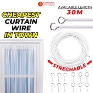 SUPERSAVE 30M Curtain Stretch Wire White Curtain Wire Hanging Arts Clothes Curtains Wayar Dawai Spri